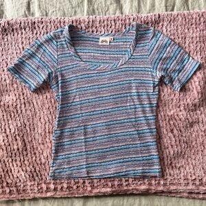 Gravel & Gold blue stripe knit top in size 1 (fits like XS)